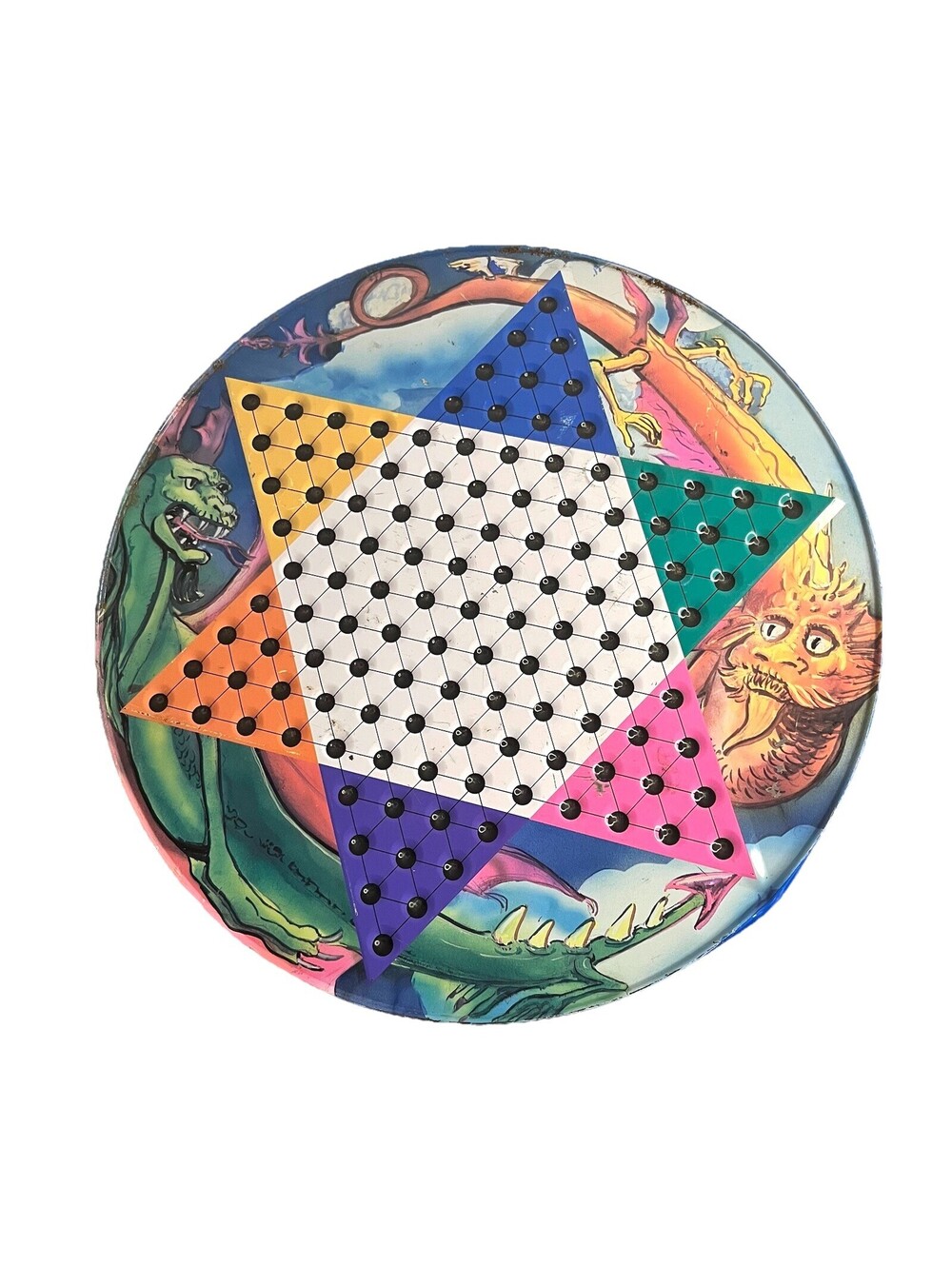 VTG Dragon Chinese Checkers Tin Board Game All Game Pieces